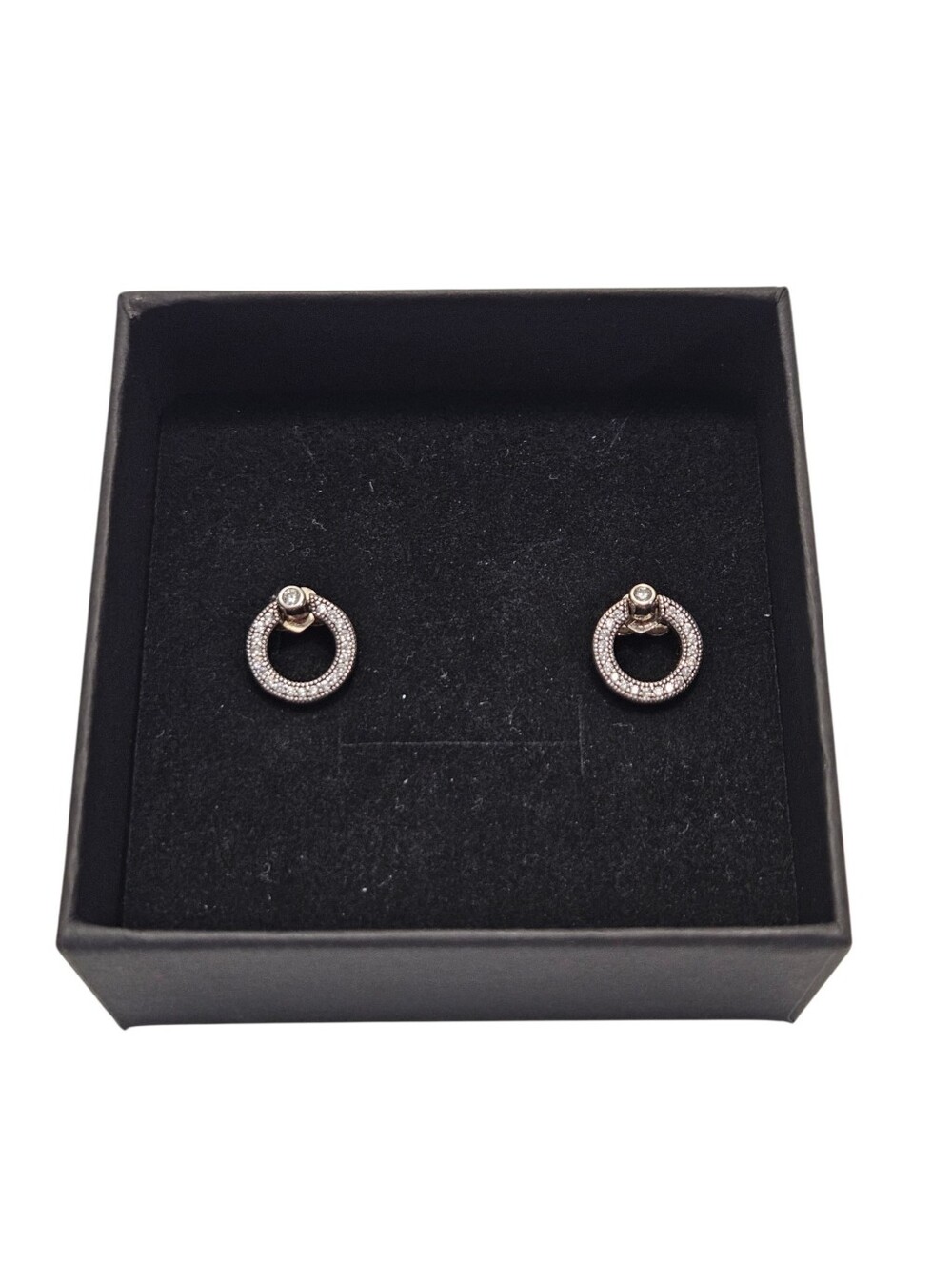 Pandora Pavé & Logo Circle Reversible Stud Earrings